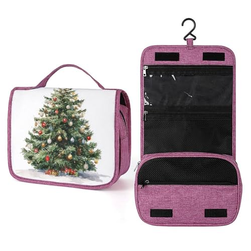 Kulturbeutel für Damen, Weihnachtsbaum mit Ornamenten, Lichtern, zum Aufhängen, Make-up-Organizer mit Haken für Shampoo Kulturbeutel für Damen, Weihnachtsbaum mit Ornamenten, Lichtern, zum Aufhängen, Make-up-Organizer mit Haken für Shampoo von Jubonexis