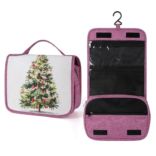 Kulturbeutel für Damen, niedlicher Weihnachtsbaum, zum Aufhängen, Make-up-Organizer mit Haken für Shampoo von Jubonexis