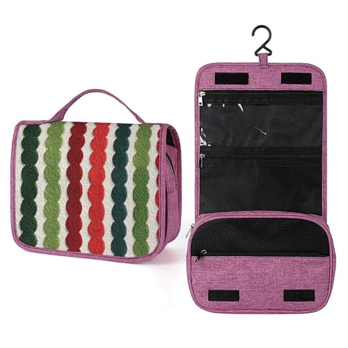 Kulturbeutel für Damen, vertikale Streifen, zum Aufhängen, Make-up-Organizer mit Haken für Shampoo, Rot und Grün Kulturbeutel für Damen, vertikale Streifen, zum Aufhängen, Make-up-Organizer mit Haken für Shampoo, Rot und Grün von Jubonexis