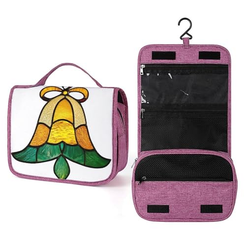 Kulturbeutel mit Weihnachtsglocke, Buntglas-Muster, Reise-Kulturbeutel für Damen, hängender Make-up-Organizer mit Haken für Shampoo Kulturbeutel mit Weihnachtsglocke, Buntglas-Muster, Reise-Kulturbeutel für Damen, hängender Make-up-Organizer mit Haken für Shampoo von Jubonexis