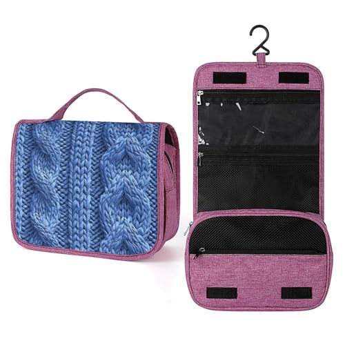 Reise-Kulturbeutel aus Strickstoff für Damen, zum Aufhängen, Make-up-Organizer mit Haken für Shampoo, Blau Reise-Kulturbeutel aus Strickstoff für Damen, zum Aufhängen, Make-up-Organizer mit Haken für Shampoo, Blau von Jubonexis