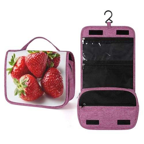 Reise-Kulturbeutel für Damen, Erdbeeren, zum Aufhängen, Make-up-Organizer mit Haken für Shampoo Reise-Kulturbeutel für Damen, Erdbeeren, zum Aufhängen, Make-up-Organizer mit Haken für Shampoo von Jubonexis