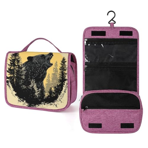 Reise-Kulturbeutel für Damen, Motiv: Bär im Wald, hängende Make-up-Organizer mit Haken für Shampoo Reise-Kulturbeutel für Damen, Motiv: Bär im Wald, hängende Make-up-Organizer mit Haken für Shampoo von Jubonexis