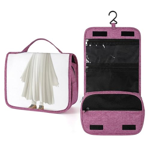 Reise-Kulturbeutel für Damen, einfacher Cartoon-Stil, weißer Geist, zum Aufhängen, Make-up-Organizer mit Haken für Shampoo Reise-Kulturbeutel für Damen, einfacher Cartoon-Stil, weißer Geist, zum Aufhängen, Make-up-Organizer mit Haken für Shampoo von Jubonexis