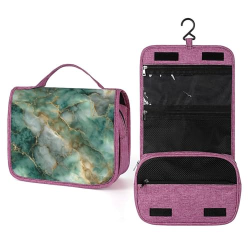 Reise-Kulturbeutel für Damen, mit Marmorstruktur, zum Aufhängen, Make-up-Organizer mit Haken für Shampoo, Grün Reise-Kulturbeutel für Damen, mit Marmorstruktur, zum Aufhängen, Make-up-Organizer mit Haken für Shampoo, Grün von Jubonexis