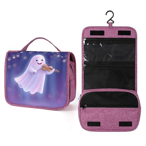 Reise-Kulturbeutel mit Cartoon-Motiv "fliegender Geist, der die Violine spielt, für Frauen, hängender Make-up-Organizer mit Haken für Shampoo Reise-Kulturbeutel mit Cartoon-Motiv "fliegender Geist, der die Violine spielt, für Frauen, hängender Make-up-Organizer mit Haken für Shampoo von Jubonexis