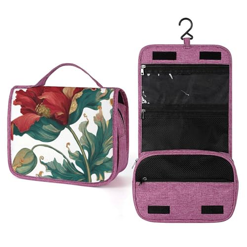 Reise-Kulturbeutel mit Mohnblumen-Motiv, für Damen, zum Aufhängen, Make-up-Organizer mit Haken für Shampoo Reise-Kulturbeutel mit Mohnblumen-Motiv, für Damen, zum Aufhängen, Make-up-Organizer mit Haken für Shampoo von Jubonexis