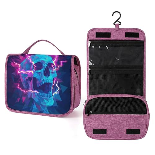 Reise-Kulturbeutel mit Totenkopf mit neonfarbenem abstraktem Abstrakt, für Damen, Make-up-Organizer zum Aufhängen mit Haken für Shampoo Reise-Kulturbeutel mit Totenkopf mit neonfarbenem abstraktem Abstrakt, für Damen, Make-up-Organizer zum Aufhängen mit Haken für Shampoo von Jubonexis