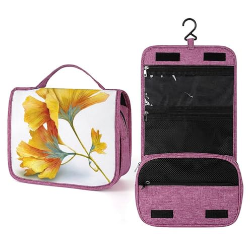 Reise-Kulturbeutel mit goldenem Ginkgo-Blatt für Damen, Make-up-Organizer zum Aufhängen mit Haken für Shampoo Reise-Kulturbeutel mit goldenem Ginkgo-Blatt für Damen, Make-up-Organizer zum Aufhängen mit Haken für Shampoo von Jubonexis