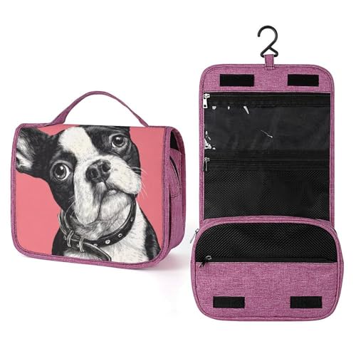 Reise-Kulturbeutel mit süßem Boston Terrier für Damen, zum Aufhängen, Make-up-Organizer mit Haken für Shampoo Reise-Kulturbeutel mit süßem Boston Terrier für Damen, zum Aufhängen, Make-up-Organizer mit Haken für Shampoo von Jubonexis