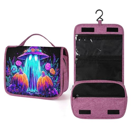 Skurrile Halloween-Kulturbeutel für Damen, zum Aufhängen, mit Haken für Shampoo, Violett / Türkis Skurrile Halloween-Kulturbeutel für Damen, zum Aufhängen, mit Haken für Shampoo, Violett / Türkis von Jubonexis