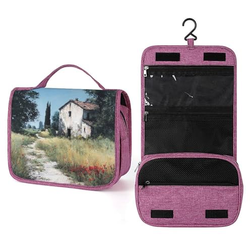 Vintage Old Farmhouse Weinberge und Bäume Reise-Kulturbeutel für Damen, hängender Make-up-Organizer mit Haken für Shampoo Vintage Old Farmhouse Weinberge und Bäume Reise-Kulturbeutel für Damen, hängender Make-up-Organizer mit Haken für Shampoo von Jubonexis