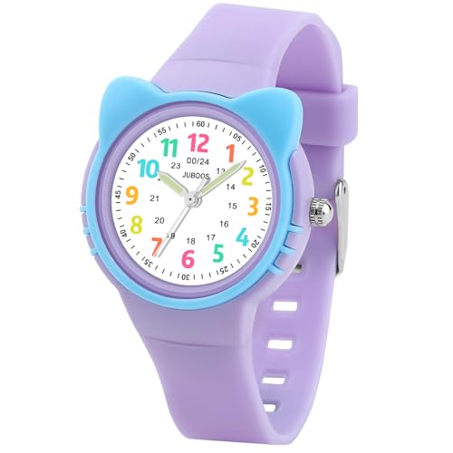 Juboos Kinderuhr Madchen, Armbanduhr Mädchen Junge Zeit Lernen Wasserdicht 3ATM,Uhr Kinder Analog 5-15 von Juboos