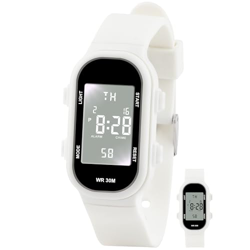 Juboos Kinderuhr Madchen, Armbanduhr Mädchen Junge Zeit Lernen Wasserdicht 3ATM,Uhr Kinder Analog 5-15 (Weiß) von Juboos