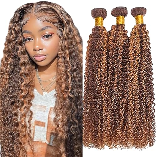 Jucames Echthaar Tressen Bündel Curly Wave Human Hair Extension 3 Bundles 100% Unprocessed Virgin Remy Brazilian Haartressen Double Weft Highlight braun Color for Woman 12 14 16 Inch Jucames Echthaar Tressen Bündel Curly Wave Human Hair Extension 3 Bundles 100% Unprocessed Virgin Remy Brazilian Haartressen Double Weft Highlight braun Color for Woman 12 14 16 Inch von Jucames