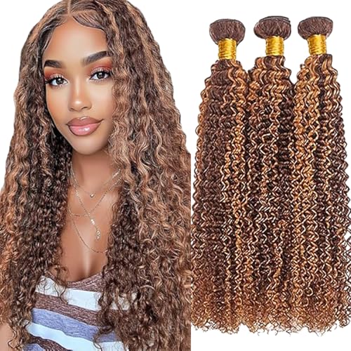 Jucames Echthaar Tressen Bündel Curly Wave Human Hair Extension 3 Bundles 100% Unprocessed Virgin Remy Brazilian Haartressen Double Weft Highlight braun Color for Woman 16 18 20 Inch Jucames Echthaar Tressen Bündel Curly Wave Human Hair Extension 3 Bundles 100% Unprocessed Virgin Remy Brazilian Haartressen Double Weft Highlight braun Color for Woman 16 18 20 Inch von Jucames
