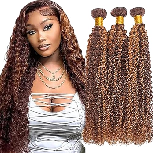 Jucames Echthaar Tressen Bündel Curly Wave Human Hair Extension 3 Bundles 100% Unprocessed Virgin Remy Brazilian Haartressen Double Weft Highlight braun Color for Woman 18 20 22 Inch Jucames Echthaar Tressen Bündel Curly Wave Human Hair Extension 3 Bundles 100% Unprocessed Virgin Remy Brazilian Haartressen Double Weft Highlight braun Color for Woman 18 20 22 Inch von Jucames
