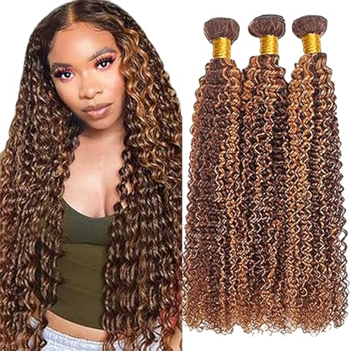 Jucames Echthaar Tressen Bündel Curly Wave Human Hair Extension 3 Bundles 100% Unprocessed Virgin Remy Brazilian Haartressen Double Weft Highlight braun Color for Woman 22 24 26 Inch Jucames Echthaar Tressen Bündel Curly Wave Human Hair Extension 3 Bundles 100% Unprocessed Virgin Remy Brazilian Haartressen Double Weft Highlight braun Color for Woman 22 24 26 Inch von Jucames