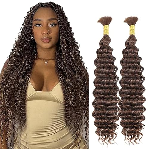 Jucames Echthaar Tressen Deep Wave Human Braiding Hair Extension Unprocessed Remy Haartressen No Weft Chocolate Brown Color for Woman 26 26 Inch Jucames Echthaar Tressen Deep Wave Human Braiding Hair Extension Unprocessed Remy Haartressen No Weft Chocolate Brown Color for Woman 26 26 Inch von Jucames