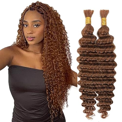 Jucames Echthaar Tressen Deep Wave Human Braiding Hair Extension Unprocessed Remy Haartressen No Weft Light Brown Color for Woman 16 16 Inch Jucames Echthaar Tressen Deep Wave Human Braiding Hair Extension Unprocessed Remy Haartressen No Weft Light Brown Color for Woman 16 16 Inch von Jucames