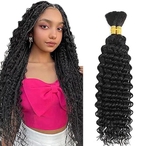 Jucames Echthaar Tressen Deep Wave Human Braiding Hair Extension Unprocessed Remy Haartressen No Weft Naturschwarz Color for Woman 16 16 Inch Jucames Echthaar Tressen Deep Wave Human Braiding Hair Extension Unprocessed Remy Haartressen No Weft Naturschwarz Color for Woman 16 16 Inch von Jucames