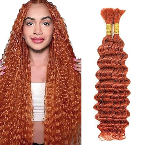 Jucames Echthaar Tressen Deep Wave Human Braiding Hair Extension Unprocessed Remy Haartressen No Weft Orange Color for Woman 22 22 Inch Jucames Echthaar Tressen Deep Wave Human Braiding Hair Extension Unprocessed Remy Haartressen No Weft Orange Color for Woman 22 22 Inch von Jucames