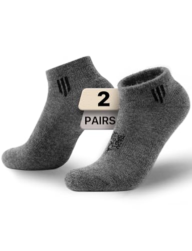 Juclise Kurze Alpaka Socken, Mitteldicke Wollsocken, Sneaker Wandersocken, Merino Kuschelsocken zum Arbeiten, Leichte Kompression, Voll gepolstert, Atmungsaktiv, 2 Paar(L Dunkelgrau) von Juclise