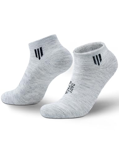 Juclise Kurze Alpaka Socken, Mitteldicke Wollsocken, Sneaker Wandersocken, Merino Kuschelsocken zum Arbeiten, Leichte Kompression, Voll gepolstert, Atmungsaktiv, 2 Paar(L Kieselgrau) von Juclise
