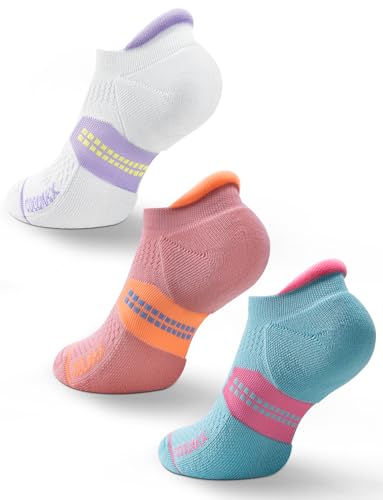 Juclise Coolmax Bambus-Viskose-Kompressionssocke für Damen Kissen blasenfrei athletischer Knöchel (DE/NL/SE/PL, Numerisch, 38, 42, Regular, Regular, Helles Flieder + Aqua + Altrosa) von Juclise