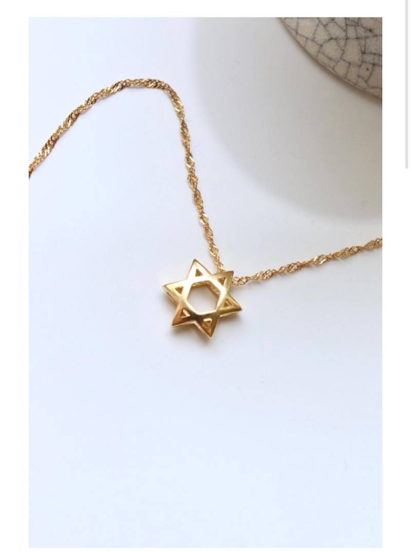 Magen David Necklace, Star Of Sterling Silver, 925 Silver Gold Plated, Stern Kette, 3D Magen David Necklace, Star Of Sterling Silver, 925 Silver Gold Plated, Stern Kette, 3D von JudaicaJewellery
