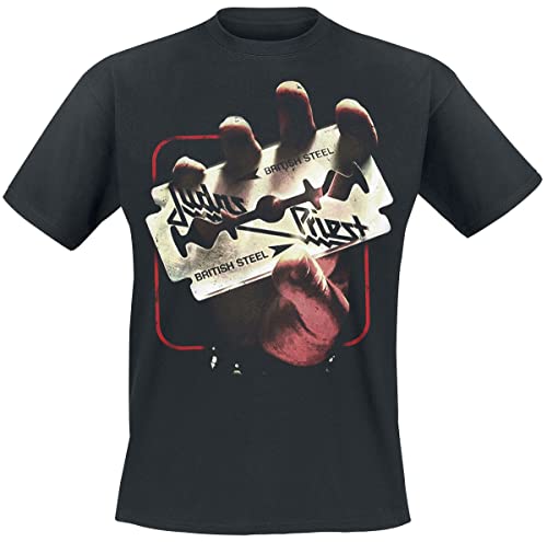 Judas Priest British Steel 50HMY Tour Männer T-Shirt schwarz M 100% Baumwolle Band-Merch, Bands von Judas Priest