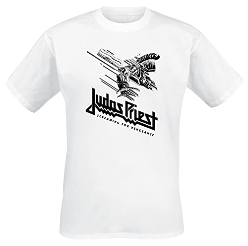Judas Priest Screaming for Vengeance Männer T-Shirt weiß M 100% Baumwolle Band-Merch, Bands von Judas Priest