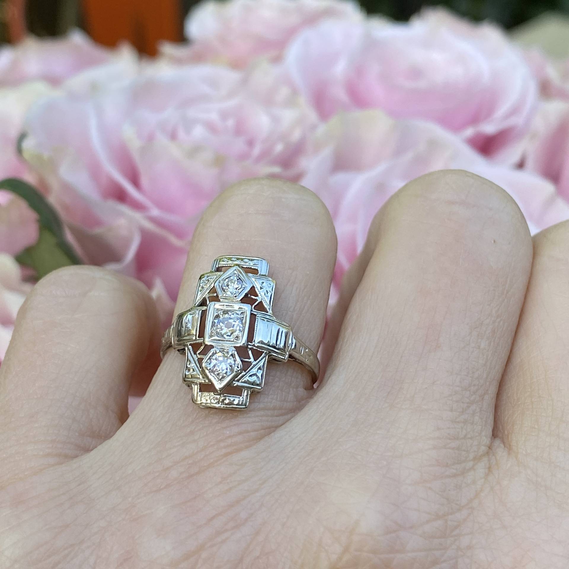 Art Deco Diamant 14K Weißgold Ring Art Deco Diamant 14K Weißgold Ring von JudiWyantAntiques