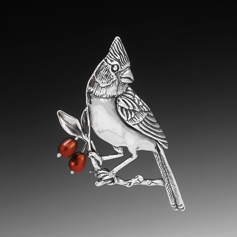 Kardinal Brosche Perle, Vogel Schmuck, Perlenschmuck, Sterling Silber, Anstecknadel, Symbolik, Hingabe, Beziehung, Messenger, Kostenlos Kardinal Brosche Perle, Vogel Schmuck, Perlenschmuck, Sterling Silber, Anstecknadel, Symbolik, Hingabe, Beziehung, Messenger, Kostenlos von JudieGummDesigns