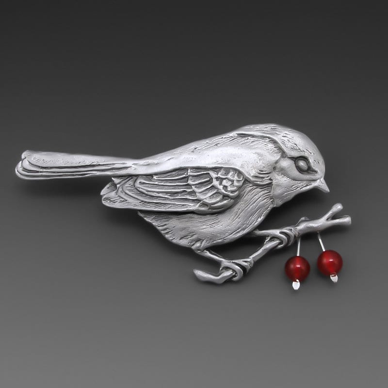 Meise Pin, Zinn, Rote Jade, Brosche, Vogel Schmuck, Zweig Halskette, Zinn Kostenloses Porto Meise Pin, Zinn, Rote Jade, Brosche, Vogel Schmuck, Zweig Halskette, Zinn Kostenloses Porto von JudieGummDesigns
