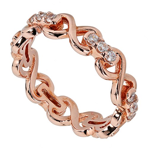 Judith Williams Touch of Diamonds Damen-Ring Infinity Unendlichkeit Sterling-Silber 925 rosévergoldet Zirkonia weiß Brillantschliff RW16 von Judith Williams