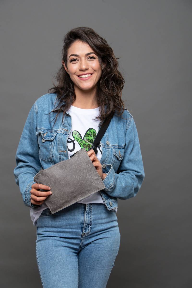 Handgemachte Echtes Leder Damen Fanny Pack Taille Tasche Beutel, Gürtel Geldbörse, Grau Hip Tasche, Süße von Judithmillerhandbags