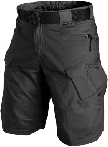 Herren Shorts Running Herren Classic Tactical Shorts Verbesserte wasserdichte, Schnell Trocknende, Kurze Hose Mit Mehreren Taschen Im Freien (DE/NL/SE/PL, Alphanumerisch, XXL, Regular, Regular, Noir) von Judy1980