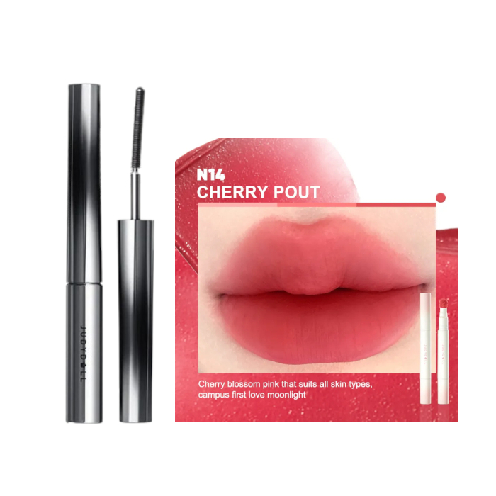 Judydoll - 3D Curling Eyelash Iron Mascara Curly - 2g - 01 Black (1ea) + Cushion Lip Powder Cream - 1.8g - N14 Cherry Pout... von Judydoll