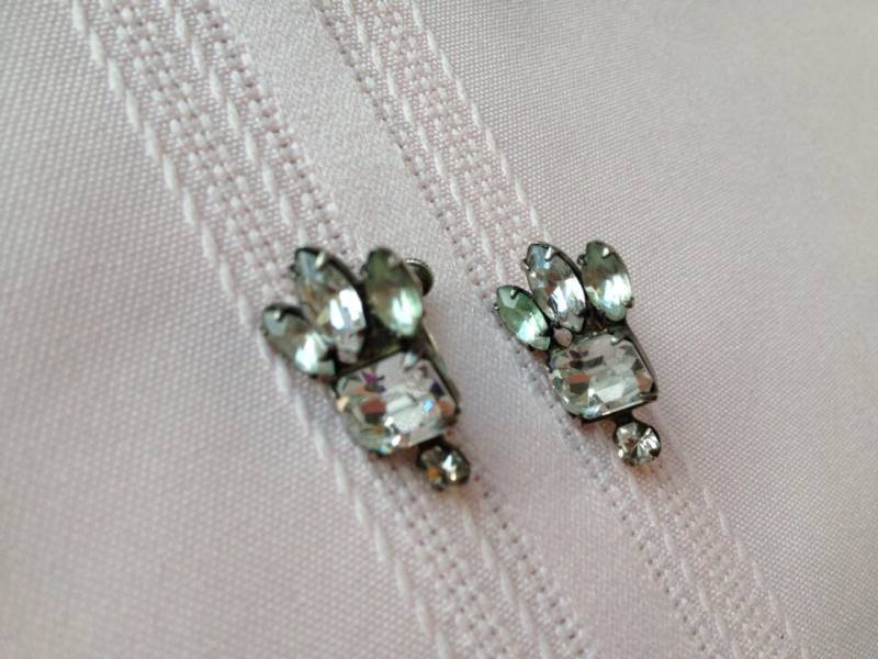 1930S Vintage Strass Diamant-Schliff Sterling Silber Ohrringe von JudysVintageCorner