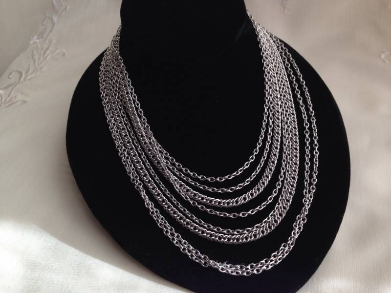 Vintage Coro Signature 5 Reihen Silber Halskette von JudysVintageCorner