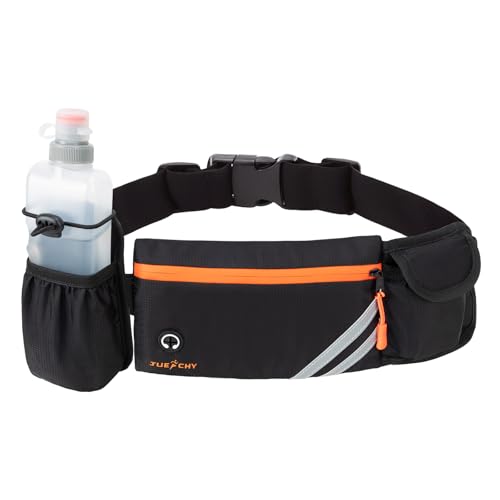 Jueachy Laufgürtel Wasserdicht Sport Jogging Tasche: Abnehmbare Flaschentasche - Ultraleicht Schlanker Handytasche Lauftasche - Große Running Belt Hüfttasche Damen Herren (Flaschen Nicht enthalten) von Jueachy