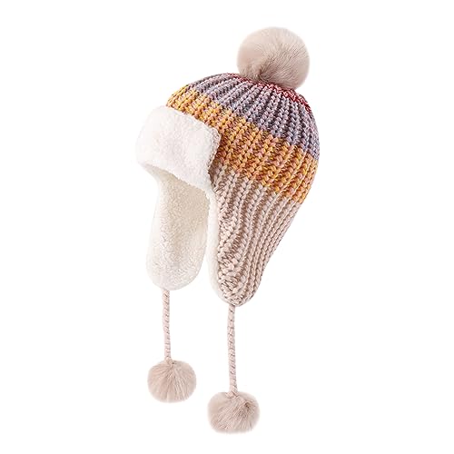 Juenier Baby Winter Hut Ohrklappe Beanies Cap für Jungen Mädchen, Kleinkind Bomber Strickmütze mit Fleece gefüttert(DREI Tore-Farbmischung Khaki,46-48CM/18.11"-18.9") von Juenier