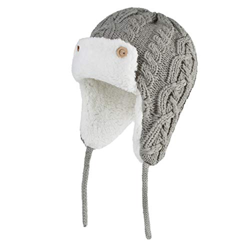 Juenier Baby Winter Hut Ohrklappe Beanies Cap für Jungen Mädchen, Kleinkind Bomber Strickmütze mit Fleece gefüttert (einfarbig-hellgrau, 46-48CM/18.11"-18.9") von Juenier