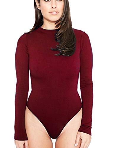 Jueshanzj Damen Langarm Korsett Body Tops - Rot - S von Jueshanzj