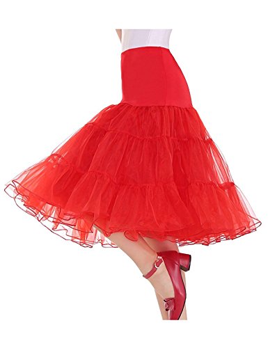 Jueshanzj Damen Vintage Ballett Tutu Unterröcke Petticoat Reifrock Rot XXXXL von Jueshanzj