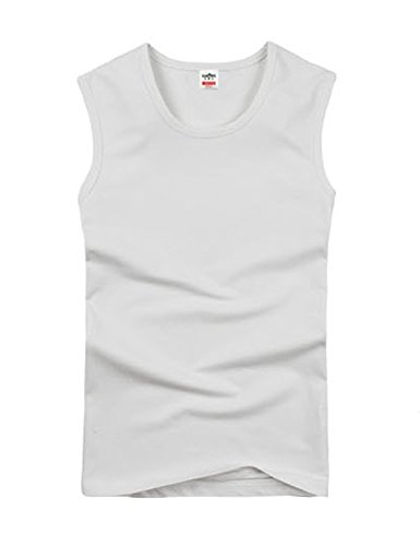 Jueshanzj Herren Baumwolle Tank Top Muskelshirt Sport Unterhemd Ärmellos Weste Weiß1 M von Jueshanzj