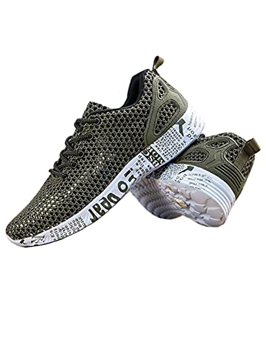 Jueshanzj Herren Hollow Mesh Schuhe Verschleißfest Wandernetz Schuhe Sohlen Atmungsaktiv Löcher Mesh Weiche Sohle Sportschuhe Herren, dunkelgrün, 43.5 EU von Jueshanzj