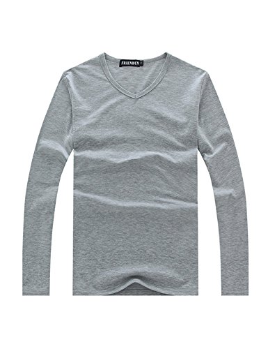 Jueshanzj Herren V-Ausschnitt Longsleeve Sweatshirt Basic Langarmshirt Licht Grau2 XXXL von Jueshanzj