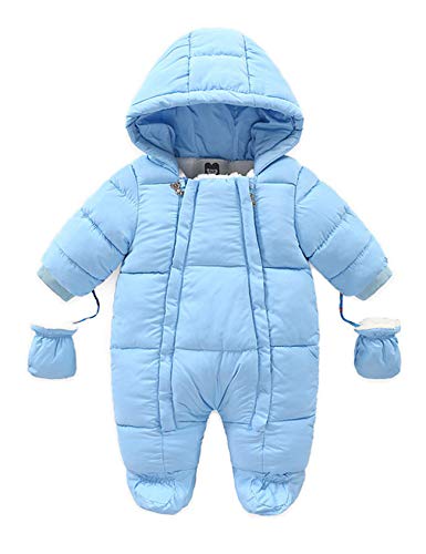 Jueshanzj Unisex Baby Schneeanzug Warm Winter Hoodie Mantel Gr. 6-9 Monate, blau von Jueshanzj